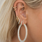 LUV AJ - Pave Chain Link Huggies - Gold