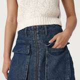 ROWIE - Alfred Zip Mini Skirt - Washed Indigo