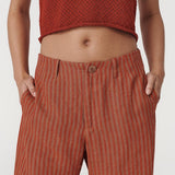 ROWIE - Carlotta Linen Wide Leg Pants - Paprika Stripe