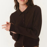 ROWIE - Celia Merino Knit Cardigan - Dark Cocoa