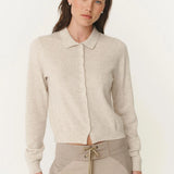 ROWIE - Celia Merino Knit Cardigan - Oat Marle