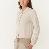 ROWIE - Celia Merino Knit Cardigan - Oat Marle