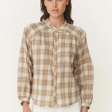 ROWIE - Cora Long Sleeve Blouse - Fawn Plaid