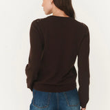 ROWIE - Emaline Stud Merino Knit Top - Dark Cocoa