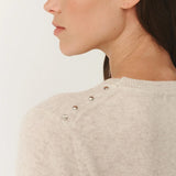 ROWIE - Emaline Stud Merino Knit Top - Oat Marle