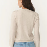 ROWIE - Emaline Stud Merino Knit Top - Oat Marle