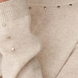 ROWIE - Emaline Stud Merino Knit Top - Oat Marle