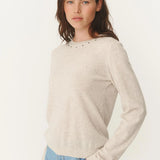 ROWIE - Emaline Stud Merino Knit Top - Oat Marle