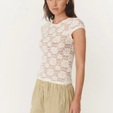 ROWIE - Galo Sunflower Lace Tee - Creme