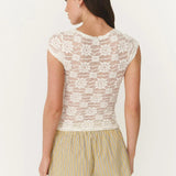 ROWIE - Galo Sunflower Lace Tee - Creme