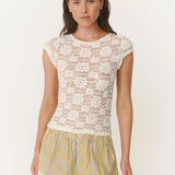 ROWIE - Galo Sunflower Lace Tee - Creme