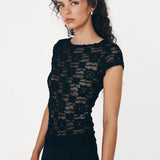 ROWIE - Galo Sunflower Lace Tee - Noir