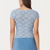 ROWIE - Galo Sunflower Lace Tee - Periwinkle