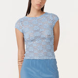 ROWIE - Galo Sunflower Lace Tee - Periwinkle