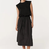 ROWIE - Jessica Organic Midi Dress - Tonal Noir