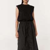 ROWIE - Jessica Organic Midi Dress - Tonal Noir