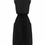 ROWIE - Jessica Organic Midi Dress - Tonal Noir