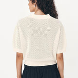 ROWIE - Loretta Pointelle Knit Top - Bone