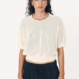 ROWIE - Loretta Pointelle Knit Top - Bone