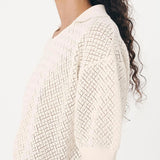 ROWIE - Loretta Pointelle Knit Top - Bone