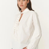 ROWIE - Luma Organic Eyelet Blouse - Bone