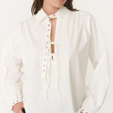 ROWIE - Luma Organic Eyelet Blouse - Bone