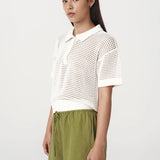 ROWIE - Mimi Knit Polo Top - Bone