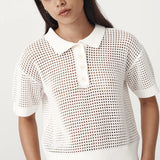ROWIE - Mimi Knit Polo Top - Bone