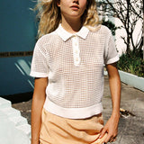 ROWIE - Mimi Knit Polo Top - Bone