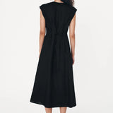 ROWIE - Mira Linen Midi Dress - Noir