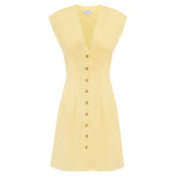 ROWIE - Mira Linen Mini Dress - Lemon