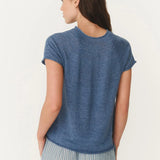 ROWIE - Poet Linen Knit Top - Blue Marle
