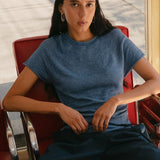 ROWIE - Poet Linen Knit Top - Blue Marle