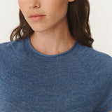 ROWIE - Poet Linen Knit Top - Blue Marle