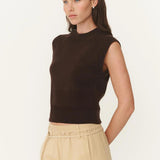 ROWIE - Quinn Merino Knit Vest - Dark Cocoa