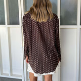 ROWIE - Ramona Silk Long Sleeve Shirt - Cacao Spot