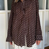 ROWIE - Ramona Silk Long Sleeve Shirt - Cacao Spot