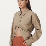 ROWIE - Ramona Tie Back Shirt - Olive Stone