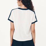 ROWIE - Raina Contrast Knit Tee - Ink