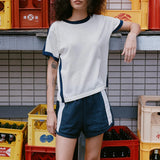 ROWIE - Raina Contrast Knit Tee - Ink
