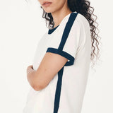 ROWIE - Raina Contrast Knit Tee - Ink