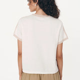 ROWIE - Raina Contrast Knit Tee - Oat Milk