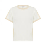 ROWIE - Raina Contrast Knit Tee - Oat Milk