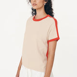 ROWIE - Rania Contrast Knit Tee - Spiced Latte