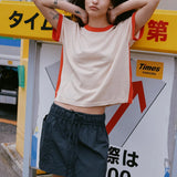 ROWIE - Rania Contrast Knit Tee - Spiced Latte