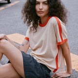 ROWIE - Rania Contrast Knit Tee - Spiced Latte