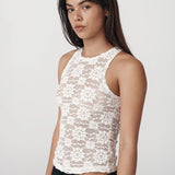 ROWIE - Sloane Sunflower Lace Tank - Creme