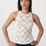 ROWIE - Sloane Sunflower Lace Tank - Creme