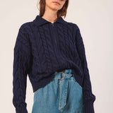 INDI & COLD - Chaqueta Cable Knit - Marino