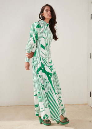 Mackenzie Mode - Button Me Up Maxi - Green with Envy
